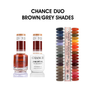 Chance Matching Duo 0.5oz - 36 Colors #181 - #216 - Brown/Grey Shades Collection w/ 1 set Color Chart