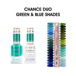 Chance Matching Duo 0.5oz - 36 Colors #073 - #108 - Green & Blue Shades Collection w/ 1 set Color Chart
