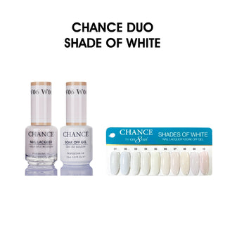 Chance Gel & Nail Lacquer Duo 0.5oz - Shade of White Collection  - Full Set 10 Colors w/ 1 Color Chart