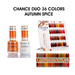 Chance Matching Color Gel & Nail Lacquer 0.5oz - 36 Colors - Autumn Spice Collection w/ 1 Color Board & 1 Counter Color Chart