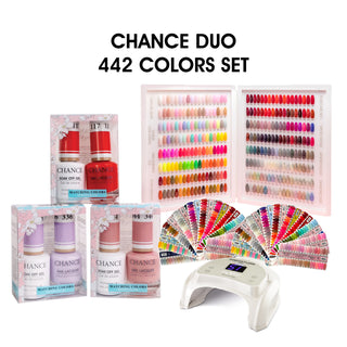Chance Matching Color Gel & Nail Lacquer 0.5oz - Full Set 442 colors w/ 1 Cre8tion Signature White LED Lamp, 1 Booklet & 2 set Tip Color Chart