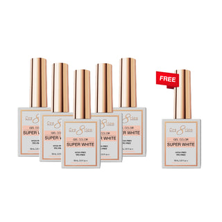 [6 Pack Bonus] Cre8tion Soak Off Gel - Super White 0.5oz (HEMA/TPO Free) (Compare - Buy 5 Get 1 Free)