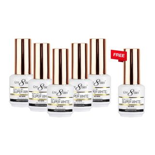 [6 Pack Bonus] Cre8tion Soak Off Gel - Super White 0.5oz (Compare - Buy 5 Get 1 Free)