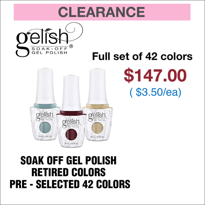 Gelish Soak off Gel Polish Retired Colors - 50 colores preseleccionados (Bolsa de agarre)