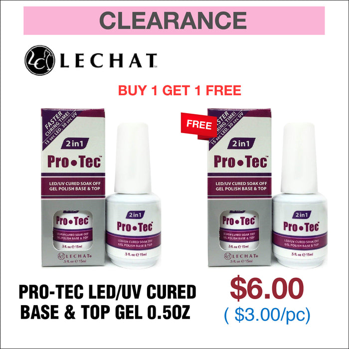 LeChat 2 in 1 Pro-Tec LED/UV Cured Base & Top Gel 0.5oz - Buy 1 Get 1 Free
