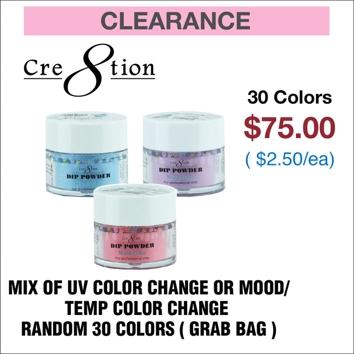 Cre8tion Color Changing Dip Powder 1 oz - UV and Temp/Mood Random 30 Colors (Grab Bag)