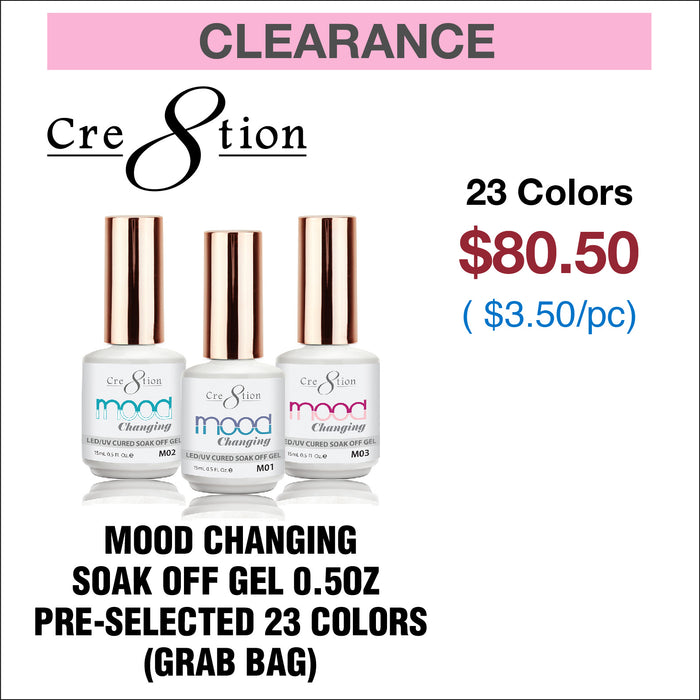 Cre8tion Mood Changing Soak Off Gel 0.5oz - Pre-selected 23 colors (Grab Bag)
