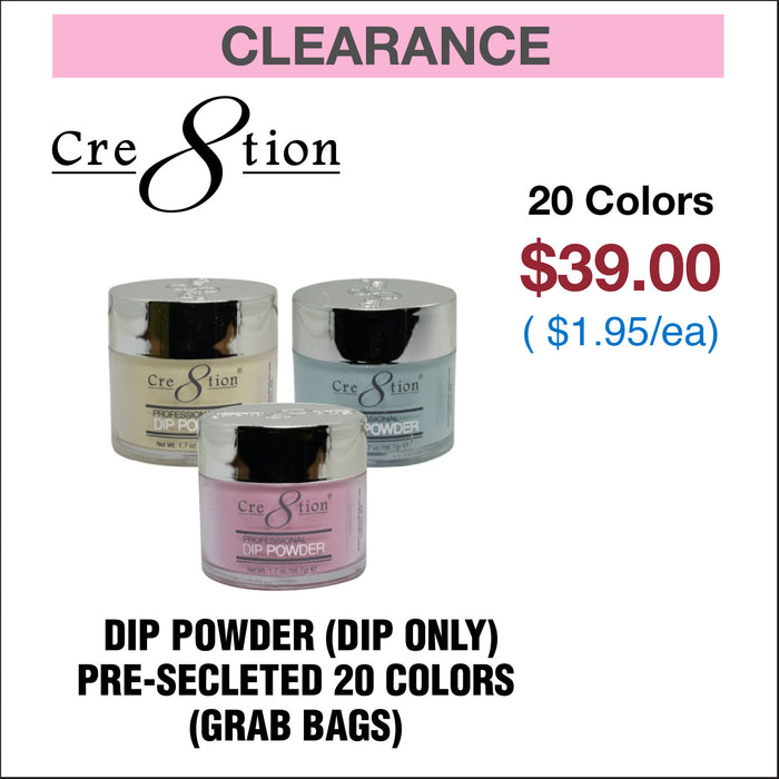 Cre8tion Dip Powder 1.7oz (Dip Only)- Pre-selected 20 colors (Grab Bag)