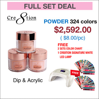 Cre8tion Dip Powder Matching color - Full set 324 colors w/ 2 set Tip Color Chart & 1 Cre8tion Signature White LED Lamp