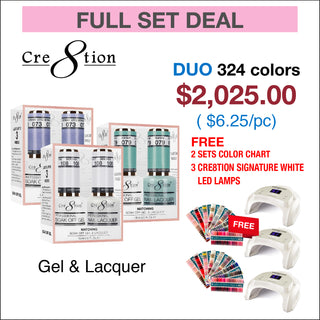 Cre8tion Duo Matching color (Matching Pair) - Full set 324 colors w/ 2 set Tip Color Chart & 3 Cre8tion Signature White LED Lamps