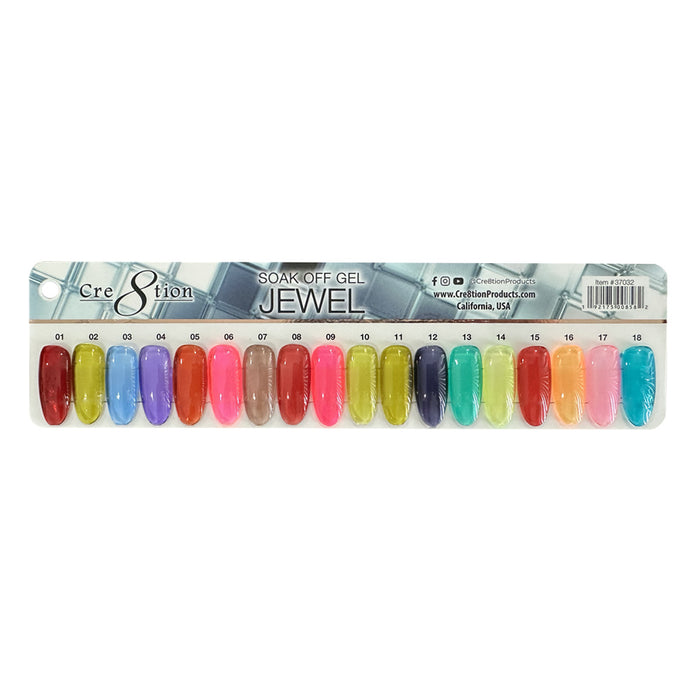 Cre8tion Jewel Collection Gel Color Chart 18 colors
