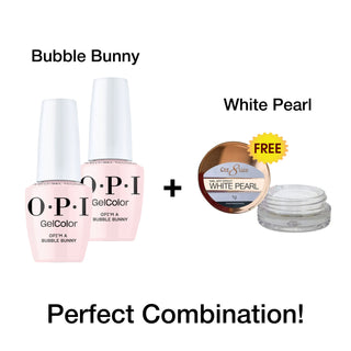 [Bonus Combo] OPI Intelli-Gel 0.5oz - S061 OPI’m a Bubble Bunny - Pack of 2pcs with 1 White Pearl Chrome 1g Free