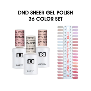 DND Gel Polish - Sheer Collection - Full Set 36 Colors w/ 1 Color Chart — DND Gel Polish | C8 Nail Supply