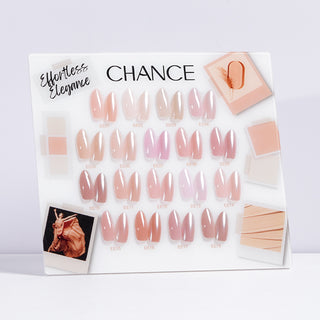 Chance Effortless Elegance Collection 0.5oz - 18 Colors w/ 1 Counter Display, 3 Chance No Wipe Top Coat 0.5oz & 1 Cre8tion White Pearl Chrome