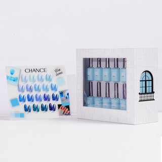 Chance Blue Grace Collection 0.5oz - 18 Colors w/ 1 Counter Display, 3 Chance No Wipe Top Coat 0.5oz & 1 Cre8tion White Pearl Chrome