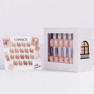 Chance Nude Wardrobe Collection 0.5oz - 18 Colors w/ 1 Counter Display, 3 Chance No Wipe Top Coat 0.5oz & 1 Cre8tion White Pearl Chrome