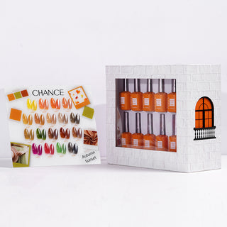 Chance Autumn Sunset Collection 0.5oz - 18 Colors w/ 1 Counter Display, 3 Chance No Wipe Top Coat 0.5oz & 1 Cre8tion White Pearl Chrome