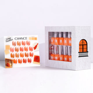 Chance Orange Temptation Collection 0.5oz - 18 Colors w/ 1 Counter Display, 3 Chance No Wipe Top Coat 0.5oz & 1 Cre8tion White Pearl Chrome