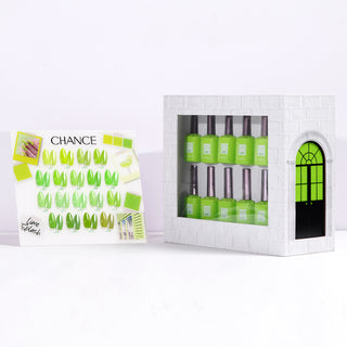Chance Lime Splash Collection 0.5oz - 18 Colors w/ 1 Counter Display, 3 Chance No Wipe Top Coat 0.5oz & 1 Cre8tion White Pearl Chrome