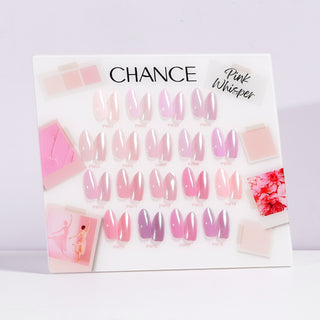Chance Pink Whisper Collection 0.5oz - 18 Colors w/ 1 Counter Display, 3 Chance No Wipe Top Coat 0.5oz & 1 Cre8tion White Pearl Chrome