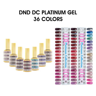 DND DC Platinum Gel Collection 0.5oz - 36 colors Board 6 (#181 - #217) w/ 2 Color Charts