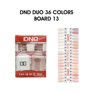 DND Duo Matching Color -  36 colors Board 13 - Sheer Collection (#856 - #892) w/ 1 color chart