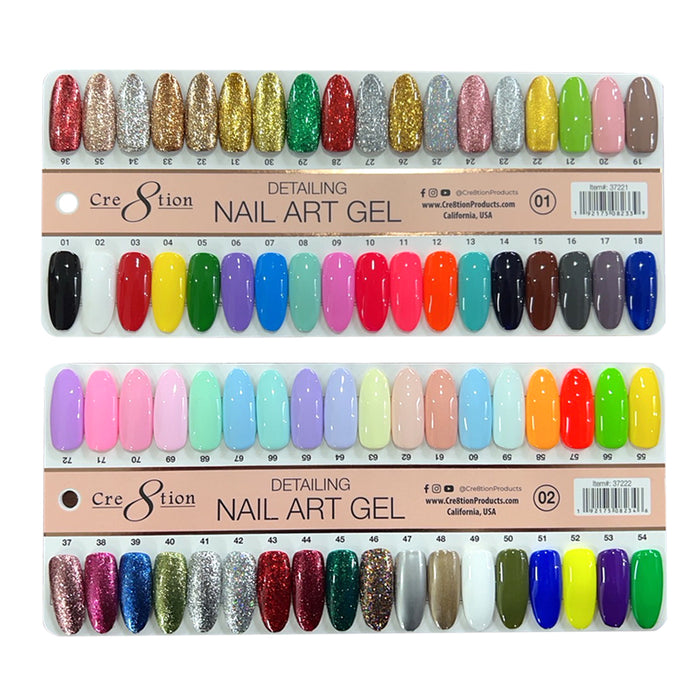 Cre8tion Detailing Nail Art Gel Color Chart