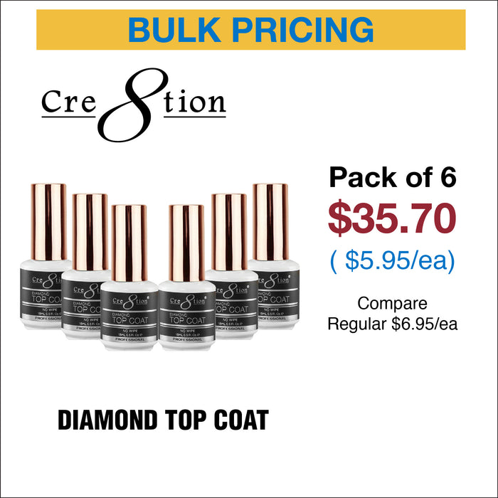 Cre8tion Diamond Soak Off Gel No se limpia la capa superior 0.5 oz