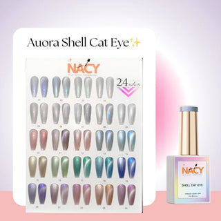 Nacy Seashell Auora Cat Eye Set 24 Colors w/ 1 Color Book — Nacy Cat Eye Gel | C8 Nail Supply