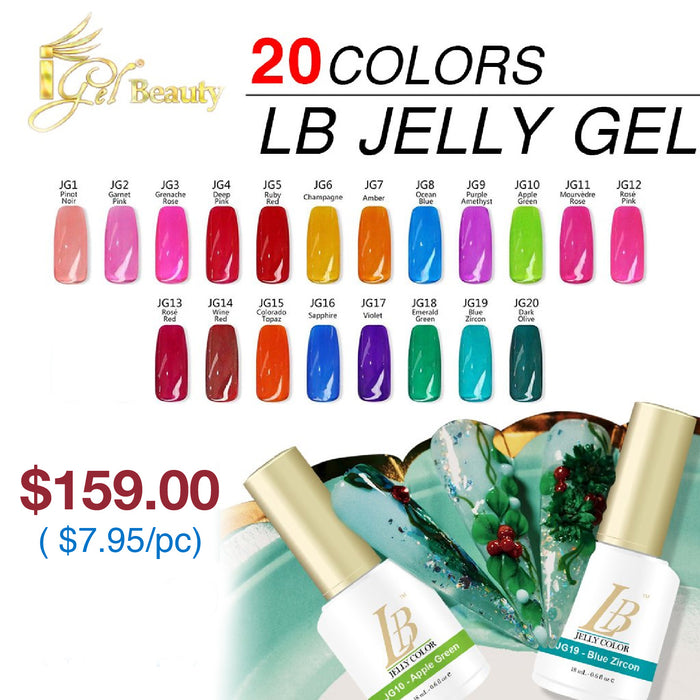 iGel LB Jelly Gel Color Professional Collection - Juego completo de 20 colores
