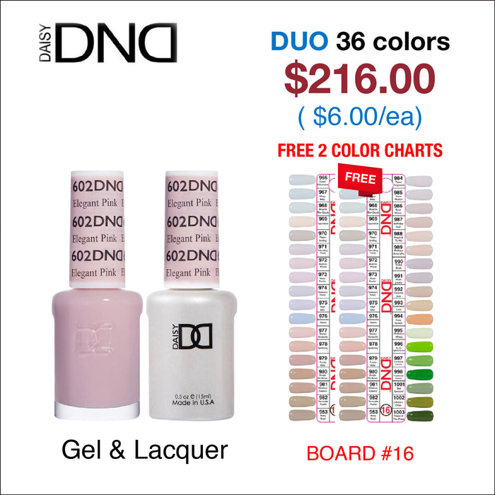 DND Duo Matching Color - Juego completo de 36 colores - 16 #966- #1003 con 1 tabla de colores