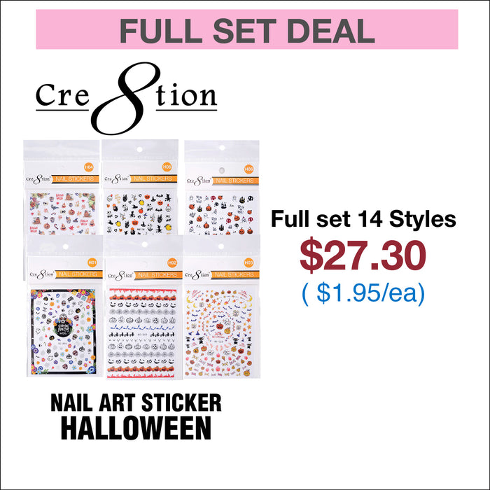 Cre8tion Nail Art Sticker Halloween - Juego completo de 14 estilos