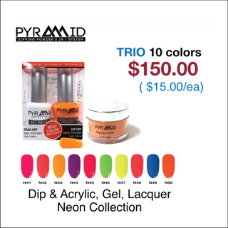 Pyramid Trio Matching Color - Neon Collection - 10 Colors