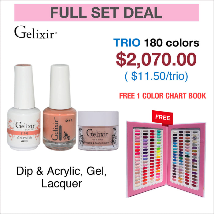 Gelixir Trio Matching Color - Full Set 180 colors  w/ 1 Color Chart Book