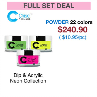 Chisel Neon Dipping Powder 2oz - Full set 22 colors (#NE01 - #NE22)