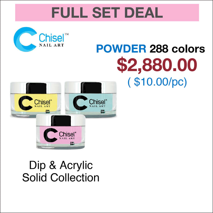 Chisel Full Set - Solid Dipping Powder 2oz - 288 Colors