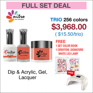 Nitro Trio Matching colors - Full Set 256 Colors  w/ 1 set Color Book & 1 Cre8tion Signature White LED Lamp