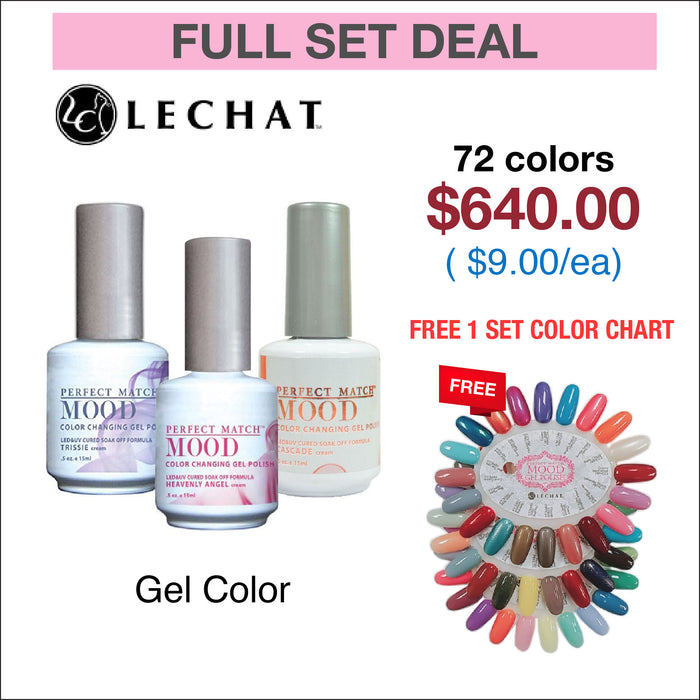 Lechat Perfect Match Mood Changing Gel Color - Juego completo de 72 colores con 1 tabla de colores