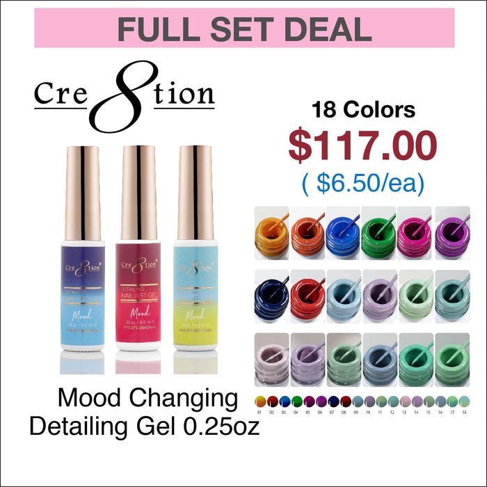 Cre8tion Mood Changing Detailing Gel 0.25oz - Full set 18 colors
