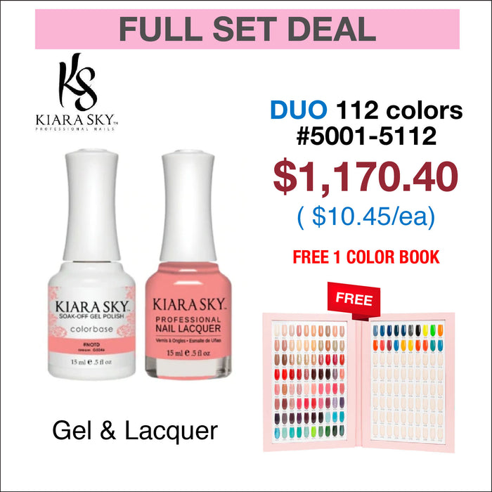 Kiara Sky All In One - Matching Duo Color 0.5oz - Juego completo de 112 colores #5001-5112 con 1 libro de colores