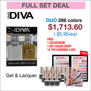 DIVA - Matching Duo - Full Set 288 colors w/ 12 Top Diamond 0.5oz, 1 set Color Chart & 1 Color Book