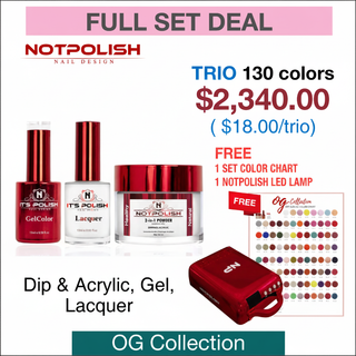 NotPolish Matching Trio - OG Collection - Full set 130 colors w/ 1 set Color Chart & 1 NotPolish Led Lamp