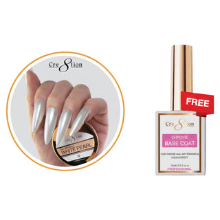 Cre8tion White Pearl Chrome Nail Art Effect 1g - Buy 1 Get 1 Chrome Base Free