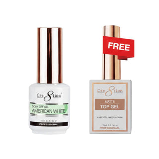 Cre8tion Soak Off Gel System - American White 0.5oz - Buy 1 Get 1 Top Matte Free