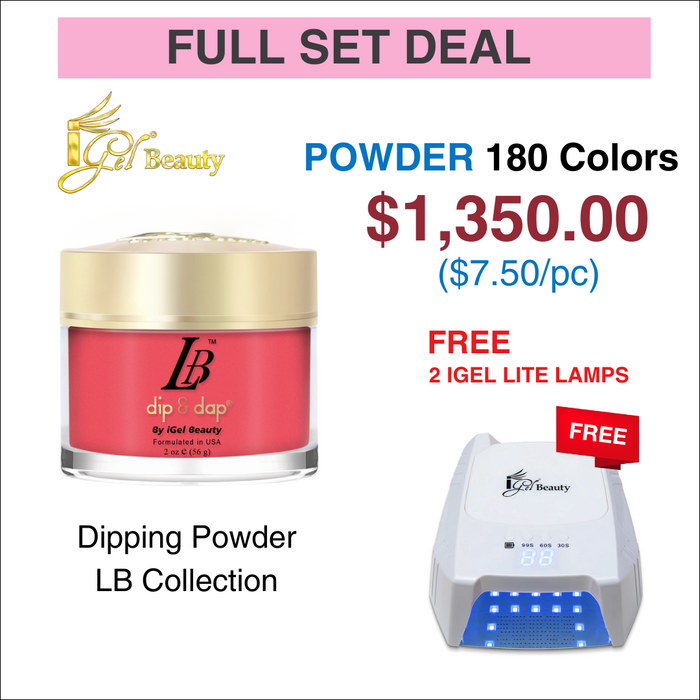 iGel LB Dipping Powder - Full set 180 colors (LB001-LB180) w/ 1 iGel Lite Lamp