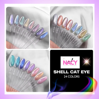 Nacy Seashell Auora Cat Eye Set 24 Colors w/ 1 Color Book