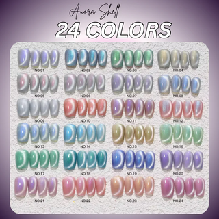 Nacy Seashell Auora Cat Eye Set 24 Colors w/ 1 Color Book