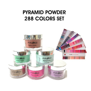 Pyramid Dip Powder Matching Color - Full set 288 colors - (301- 566), 12 colors Holo Collection, 10 colors Neon Collection w/ 1 set Color Chart