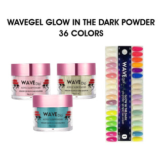 Wavegel Matching Powder 2oz - Full set Glow in The Dark 36 Colors #1-36 w/ 1 Color Chart