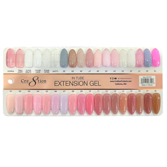 Cre8tion  Extension Gel In Tube - Color Chart 36 Colors
